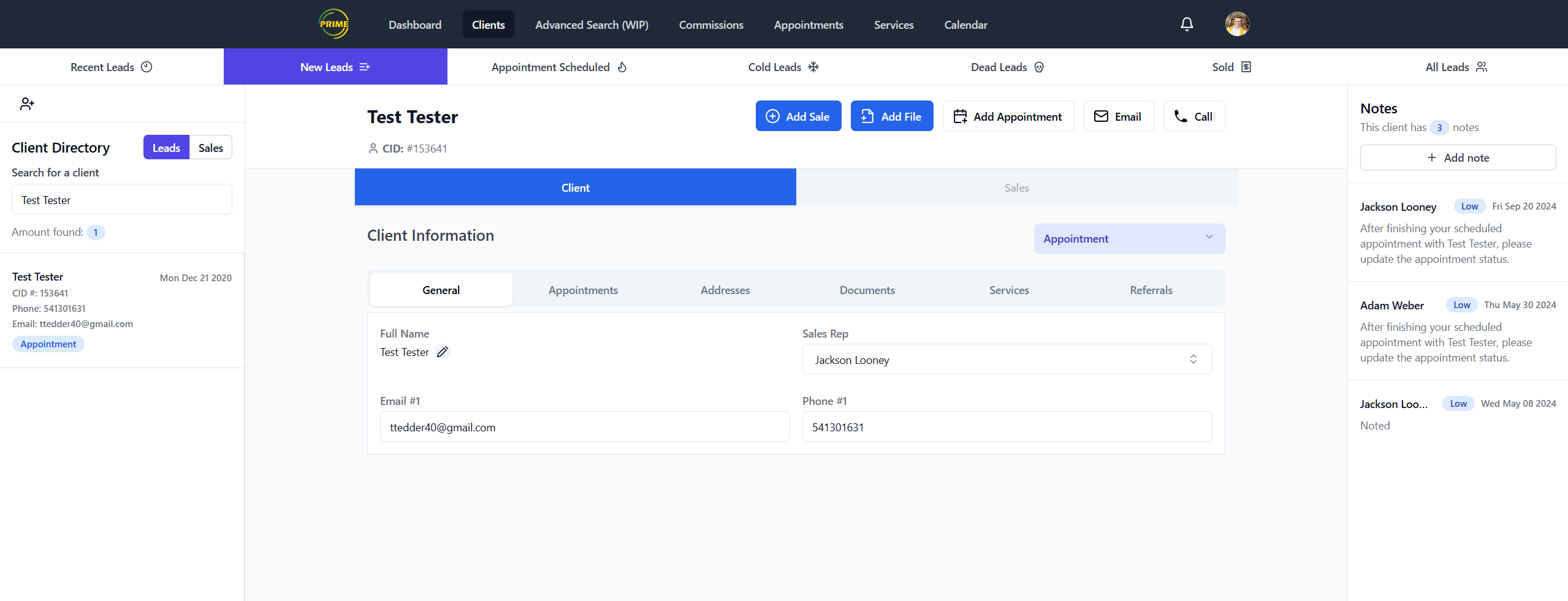 CRM Client Home